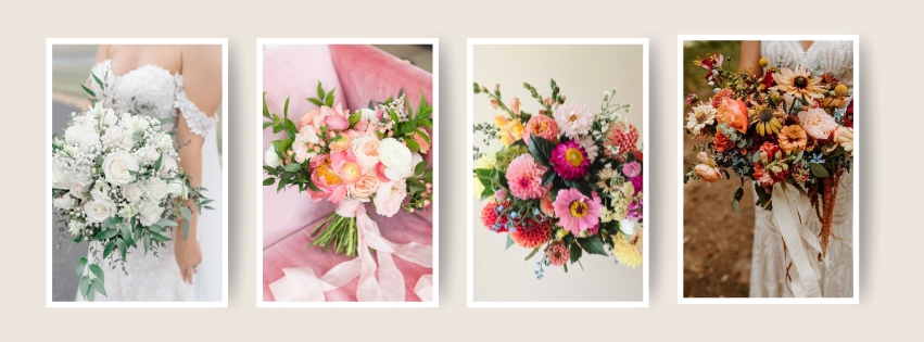 Seasonal wedding bouquets featuring spring, summer, fall, and winter flowers in Missouri